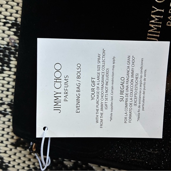 Jimmy Choo Parfums Black Shimmer Gold Chain Women's Bag Clutch Snap Closure New - Picture 4 of 7